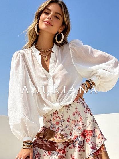White Shirt with Puff Sleeves