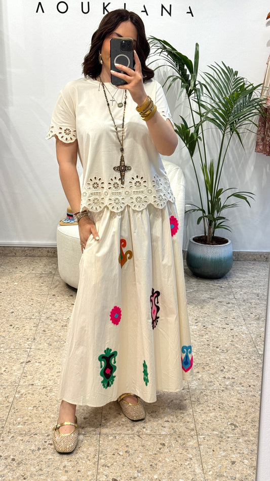 Spring Maxi Skirt in Cream