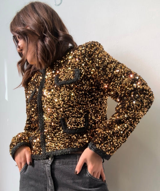Jacket in Gold Sequin