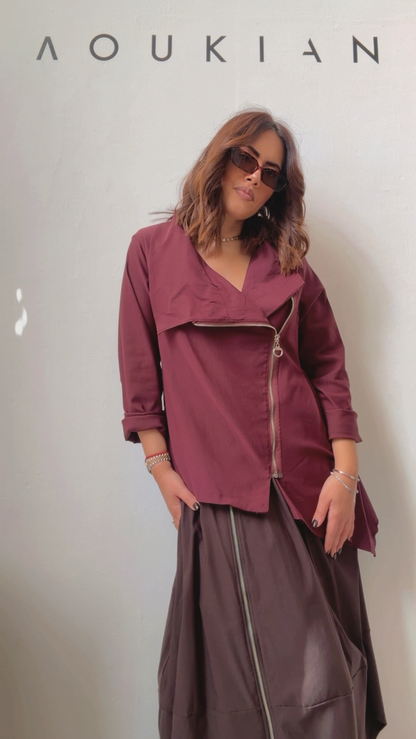 Top with Zip in Bordeaux