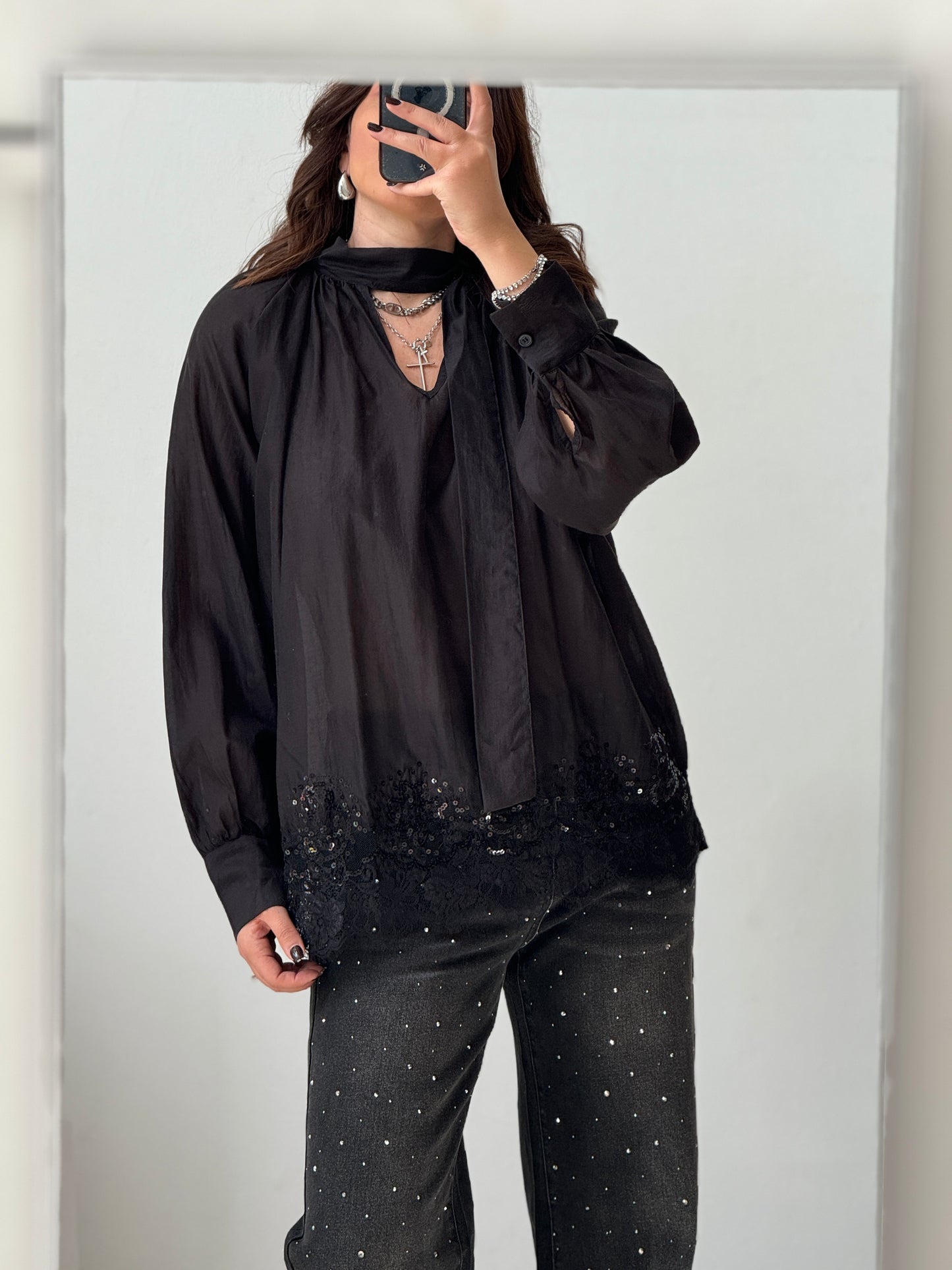 Top in Black with Sequin Details