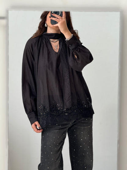 Top in Black with Sequin Details