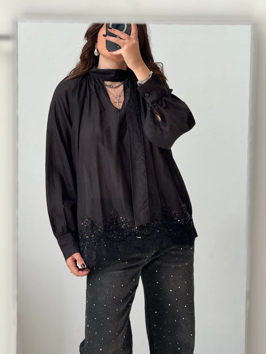 Top in Black with Sequin Details