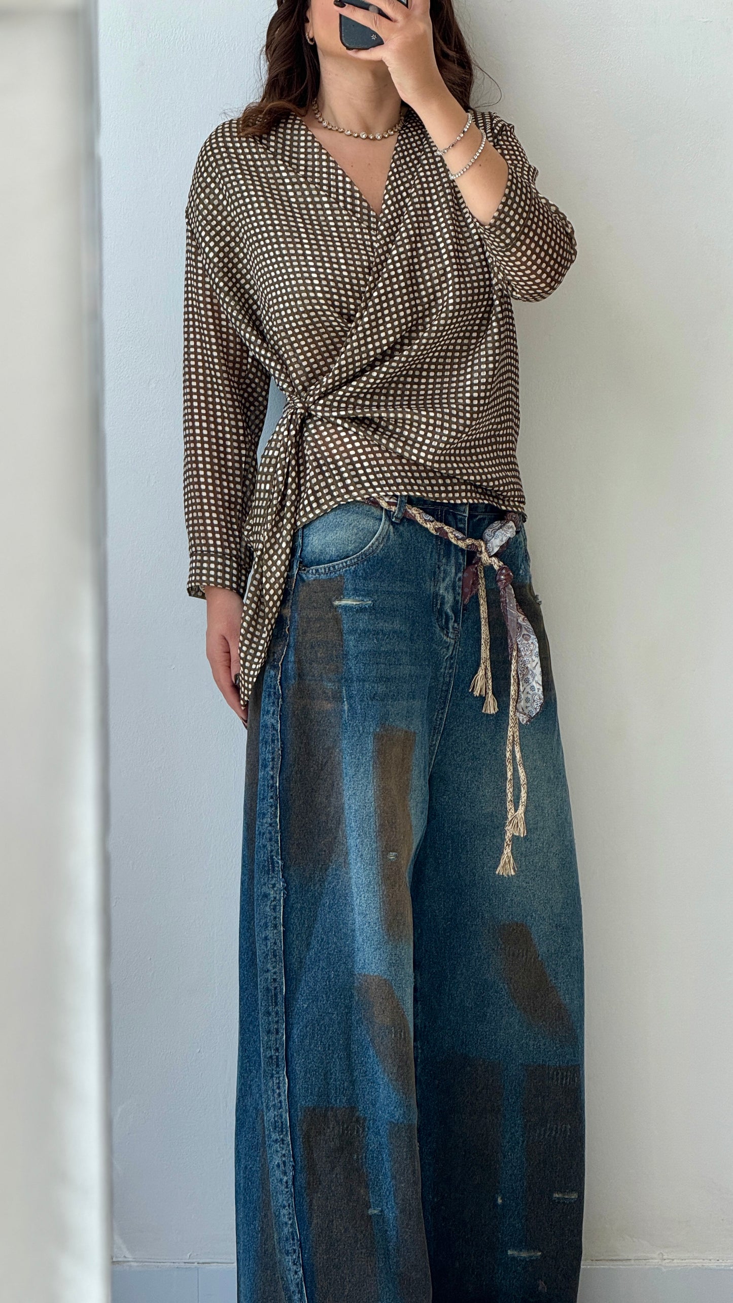 Wide Jeans with Paint Strokes