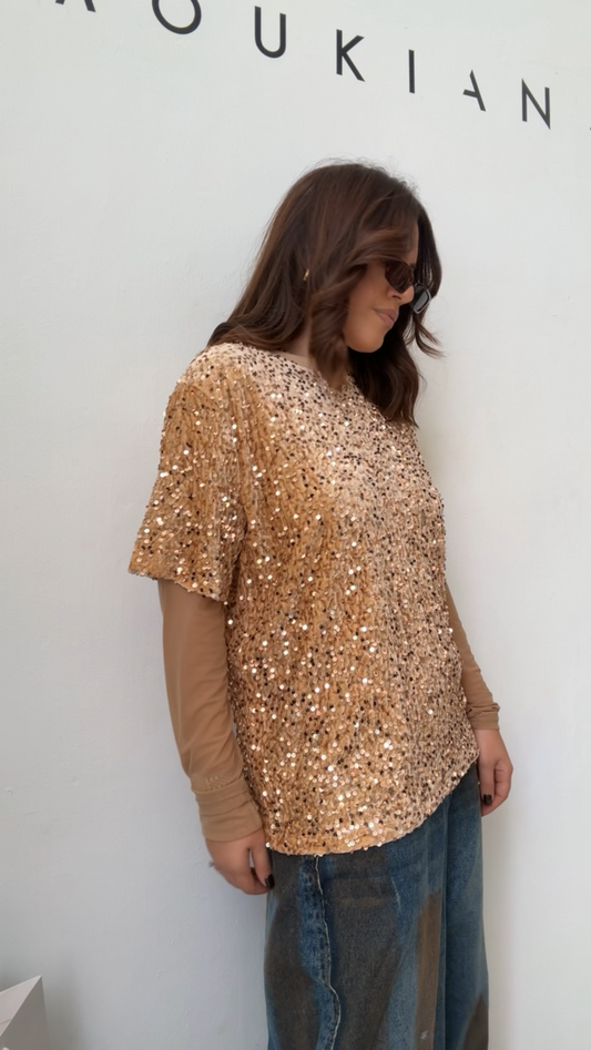 2-Layered Top in Gold Sequin