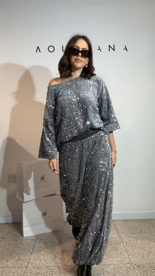 Velvet Set in Grey Sequin