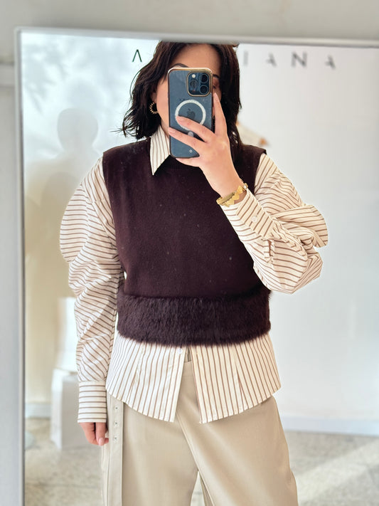 Knitted Sleeveless Top in Brown