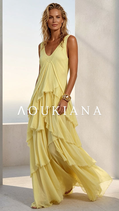 Layered Maxi Dress in Yellow
