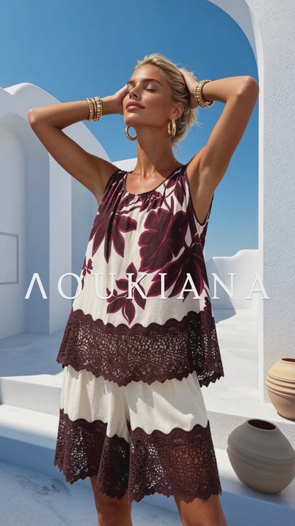 Lace set with details in brown