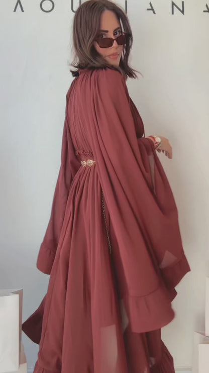 Midi Dress in Berry Red
