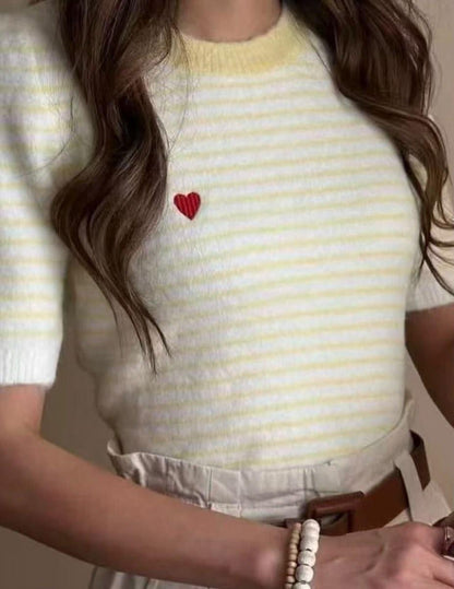 Knitted Top in Yellow Stripe